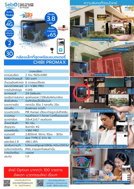 กล้องวงจรปิด ขนาดเล็ก Sebo Chibi Promax 4G  ใส่ซิม4G .ใช้ภายนอก_7